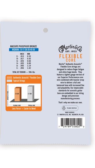 Authentic Acoustic Flexible Core Guitar Strings Phosphor Bronze